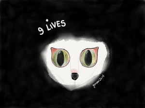 I drew this for my short story Nine Lives, which is featured in the zombie anthology, Eat.